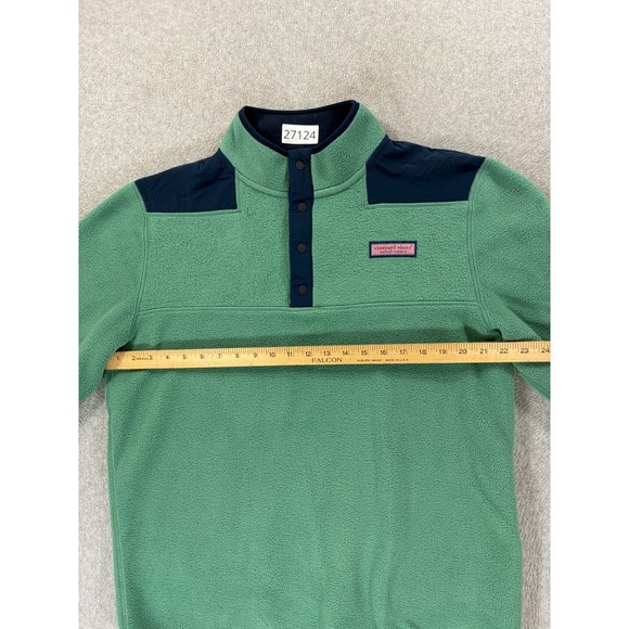 Vineyard Vines Fleece 1/2 Snap SHEP Pullover Shirt (Men's Large) Green - Picture 7 of 13